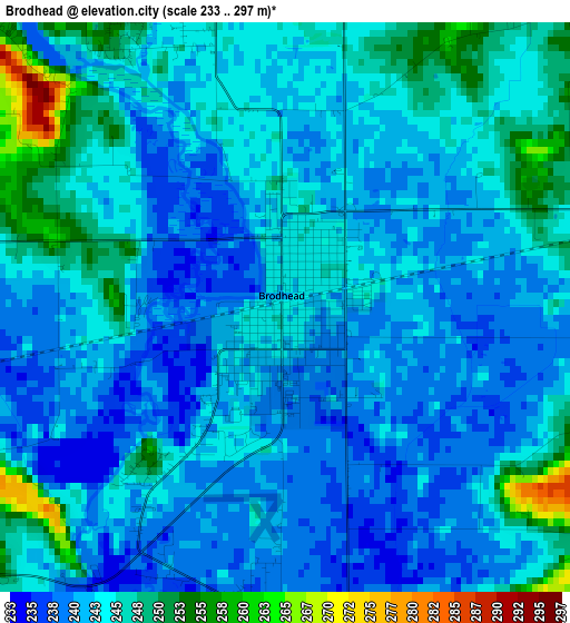 Brodhead elevation map