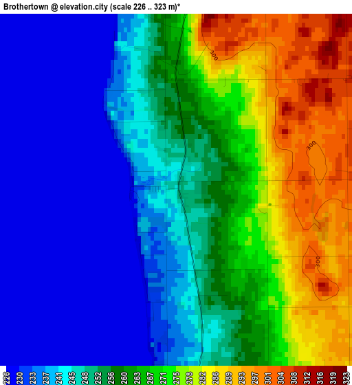 Brothertown elevation map