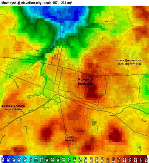 Mozhaysk elevation map