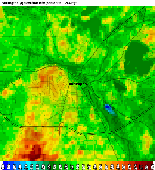 Burlington elevation map