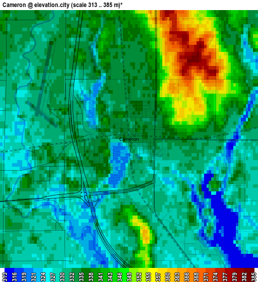 Cameron elevation map