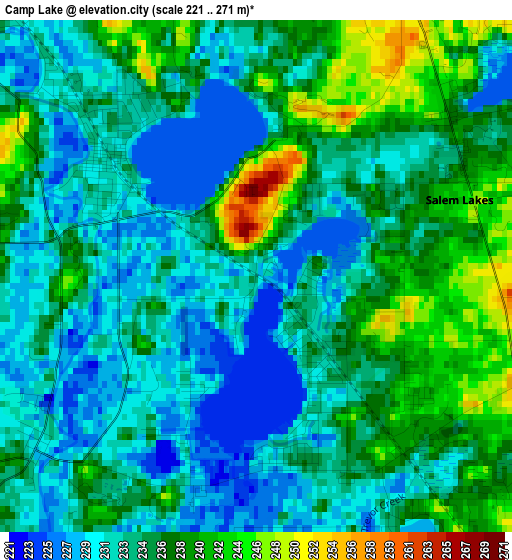 Camp Lake elevation map