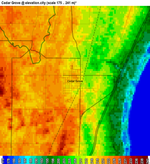 Cedar Grove elevation map