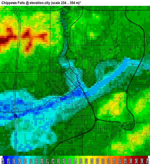 Chippewa Falls elevation map