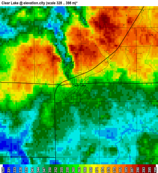 Clear Lake elevation map