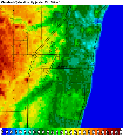 Cleveland elevation map