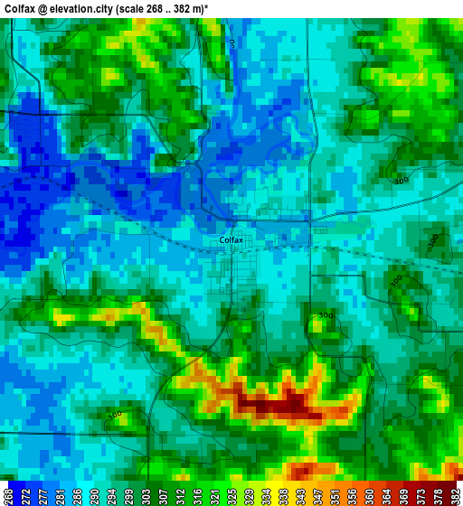 Colfax elevation map