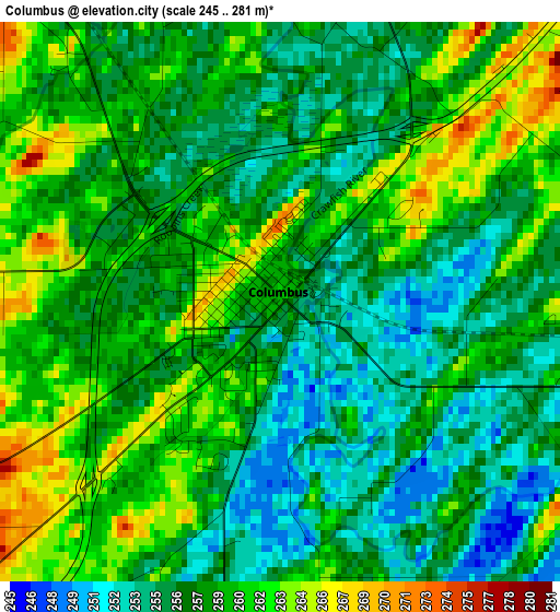 Columbus elevation map