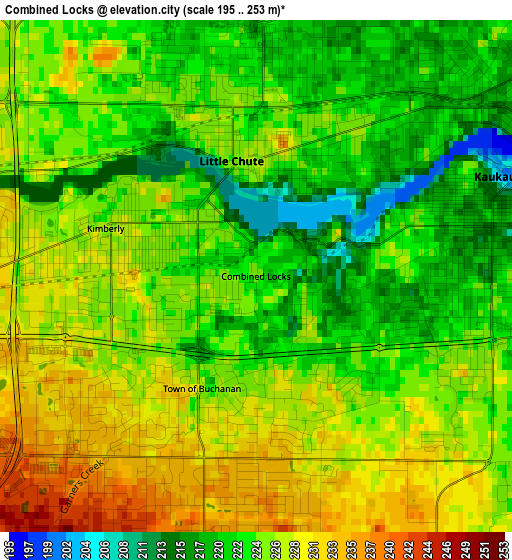 Combined Locks elevation map