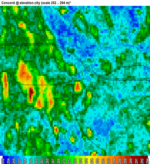 Concord elevation map