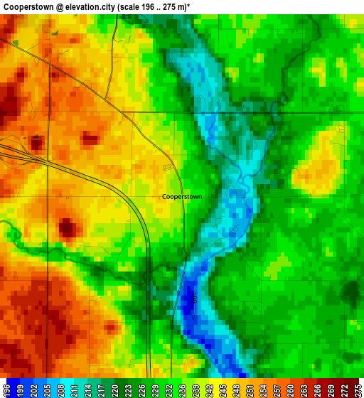 Cooperstown elevation map