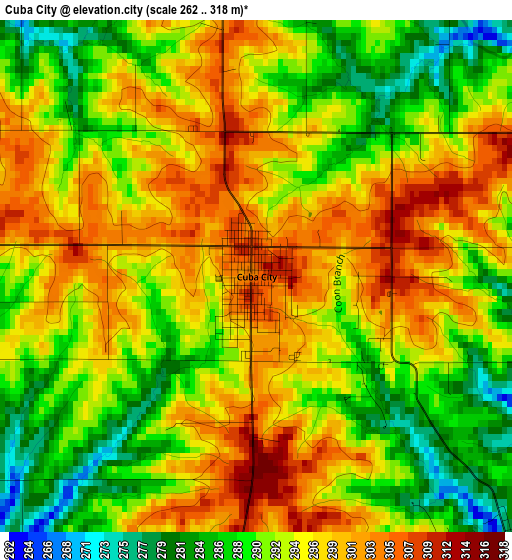 Cuba City elevation map