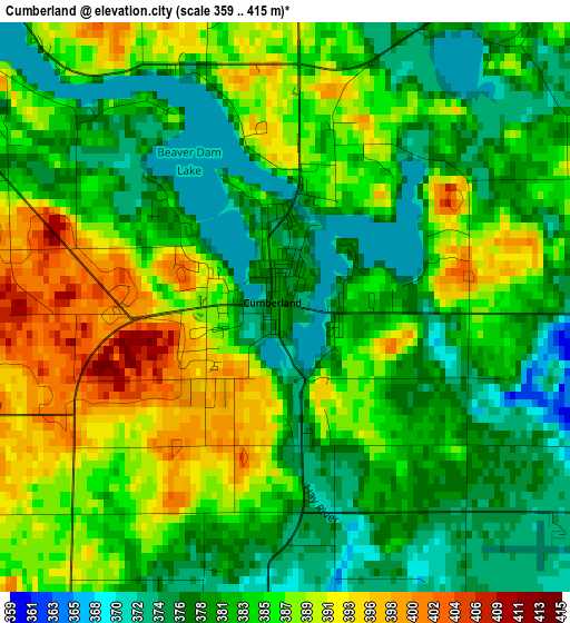 Cumberland elevation map