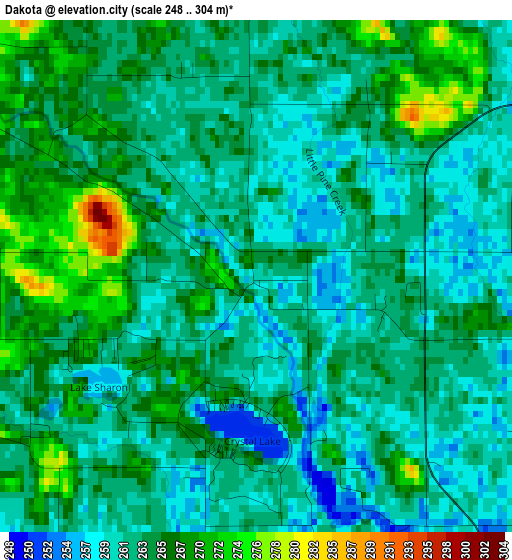 Dakota elevation map