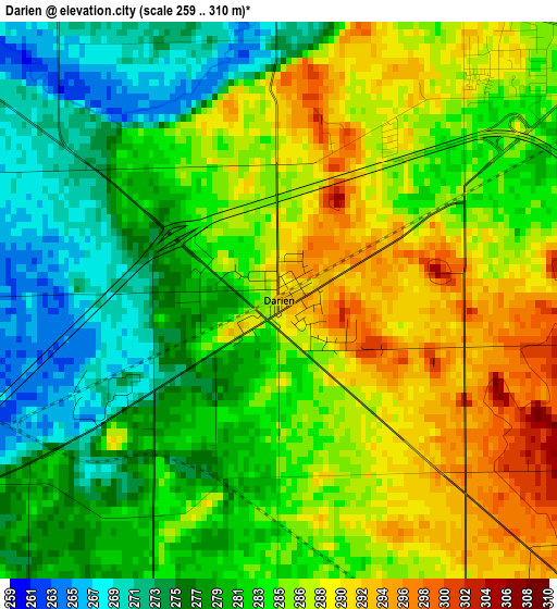 Darien elevation map