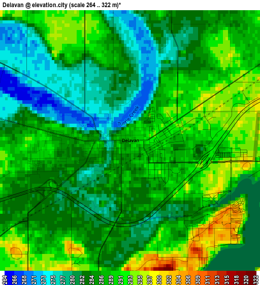 Delavan elevation map