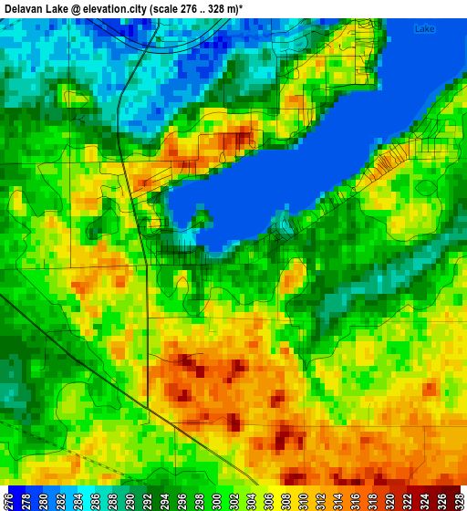 Delavan Lake elevation map