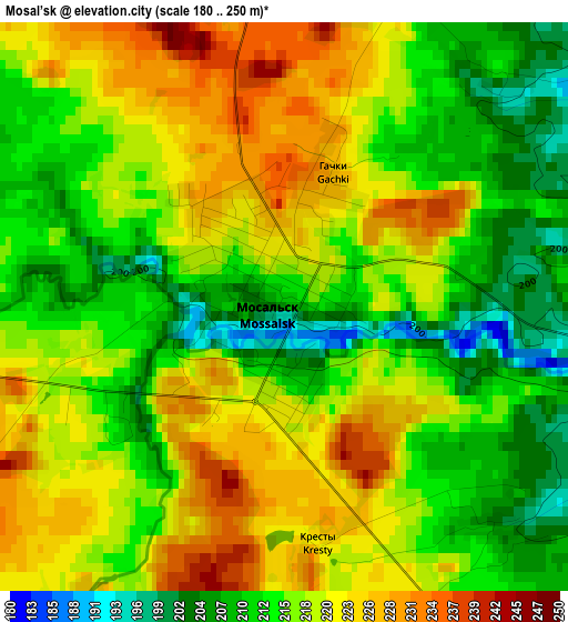 Mosal’sk elevation map