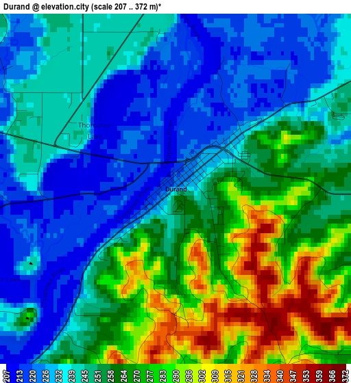 Durand elevation map