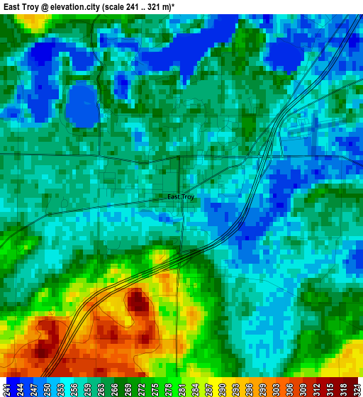 East Troy elevation map