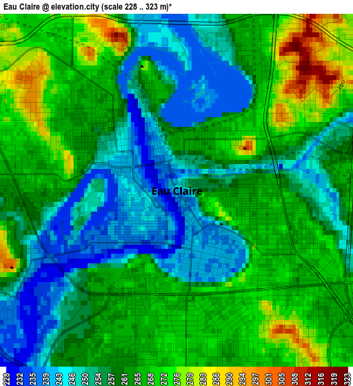 Eau Claire elevation map