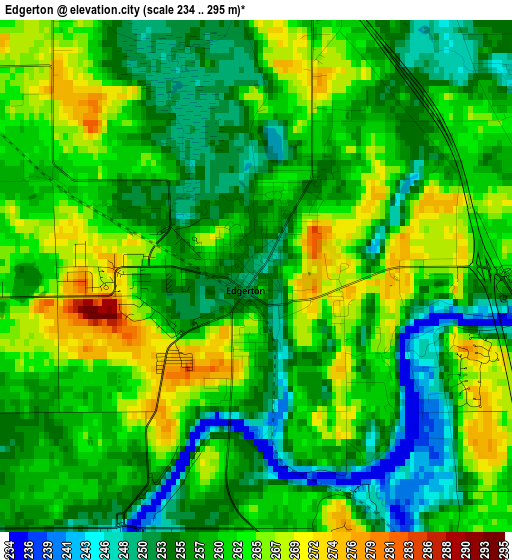 Edgerton elevation map