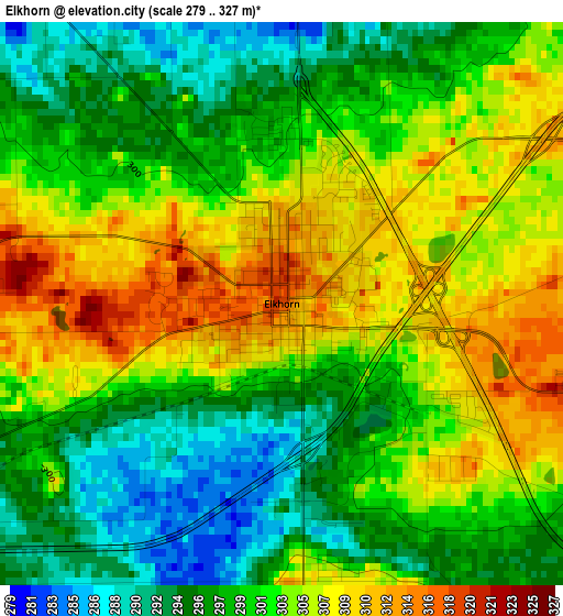 Elkhorn elevation map