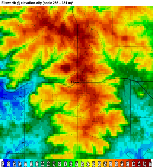 Ellsworth elevation map