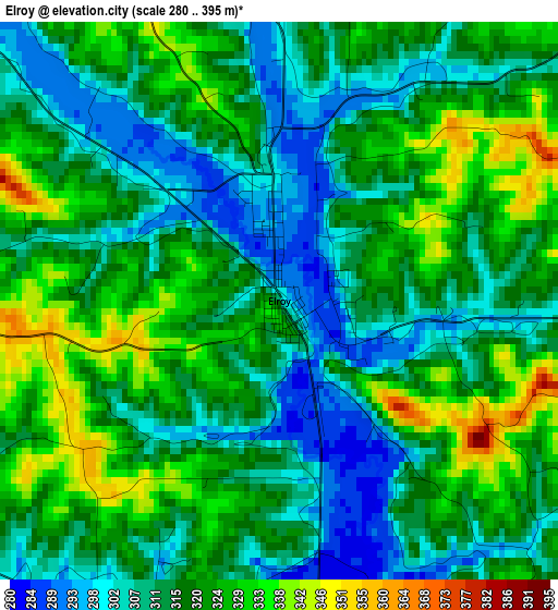 Elroy elevation map