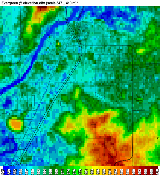 Evergreen elevation map