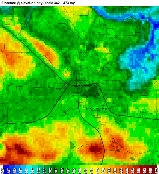 Florence elevation map