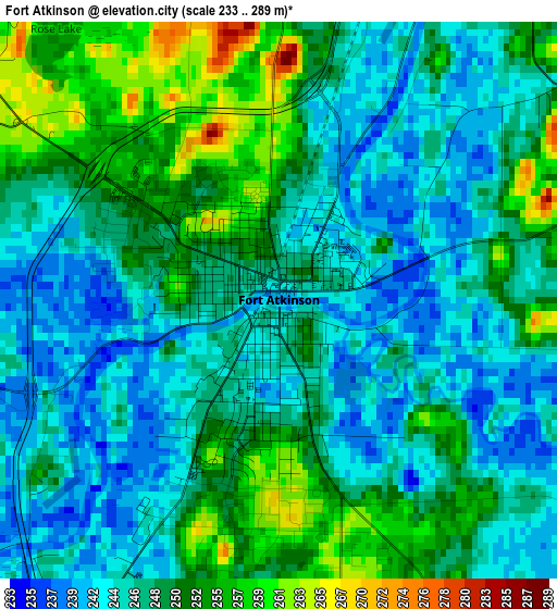 Fort Atkinson elevation map