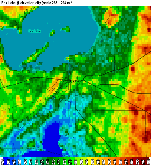 Fox Lake elevation map