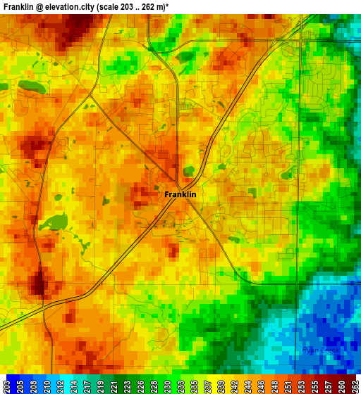 Franklin elevation map