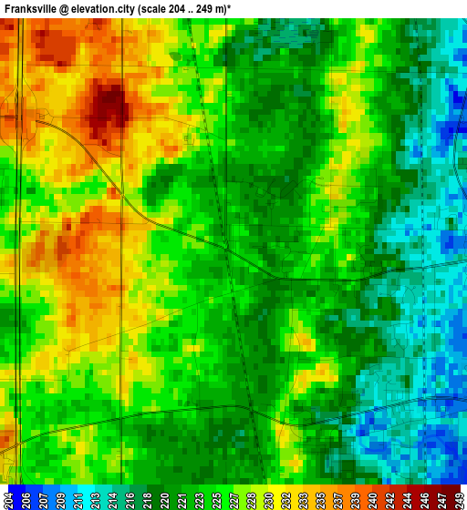 Franksville elevation map