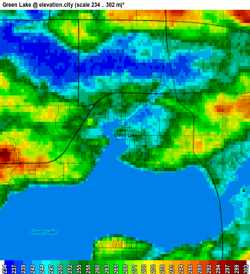 Green Lake elevation map