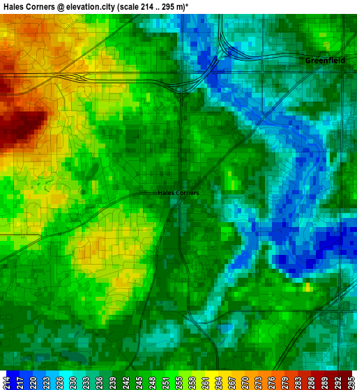 Hales Corners elevation map