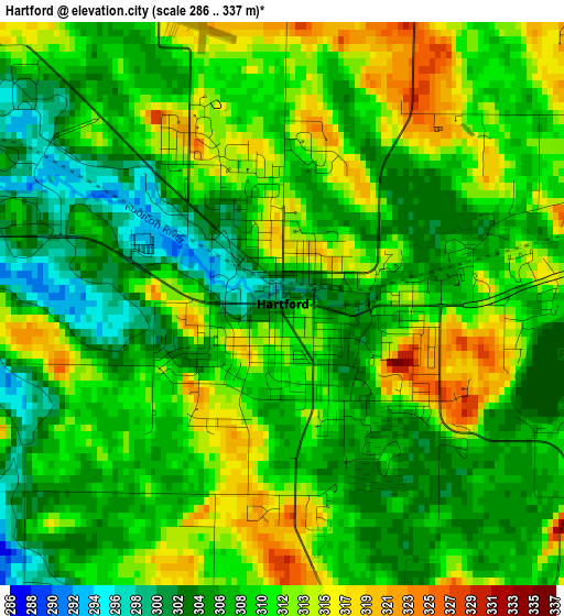 Hartford elevation map