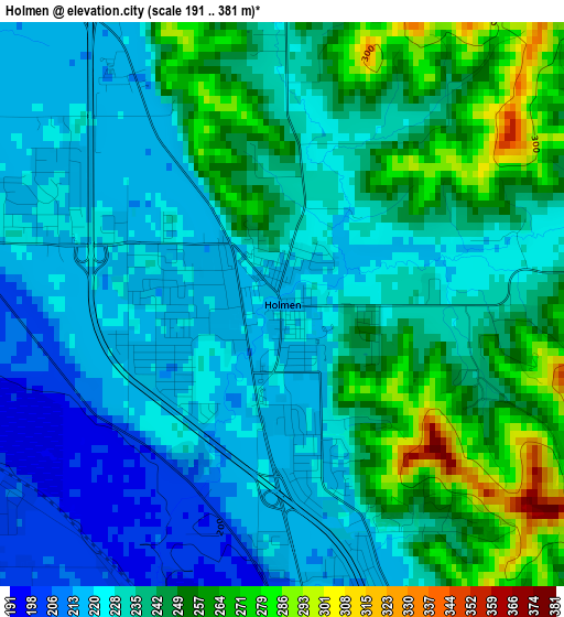 Holmen elevation map