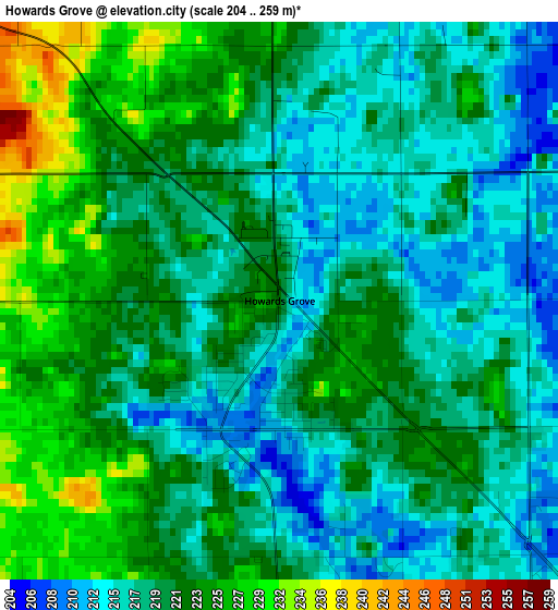 Howards Grove elevation map