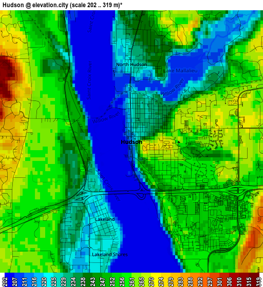 Hudson elevation map