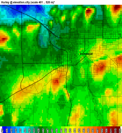 Hurley elevation map