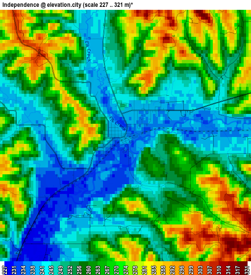 Independence elevation map