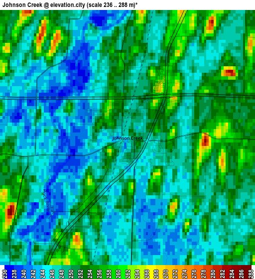 Johnson Creek elevation map