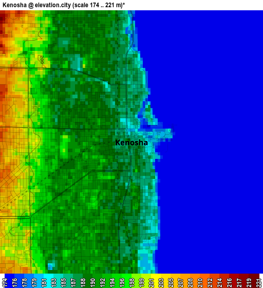 Kenosha elevation map