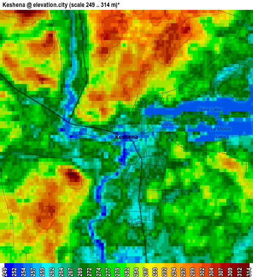 Keshena elevation map