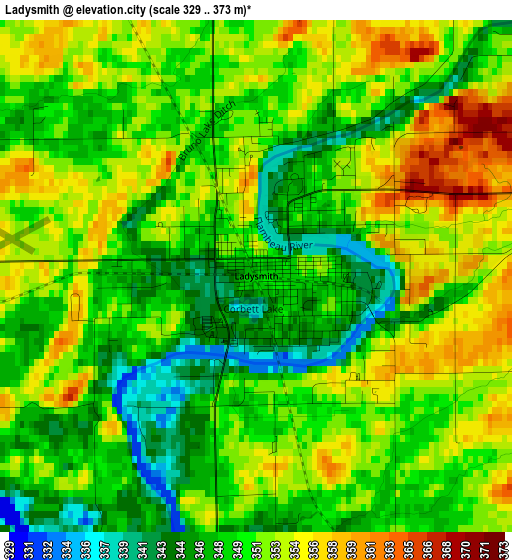 Ladysmith elevation map