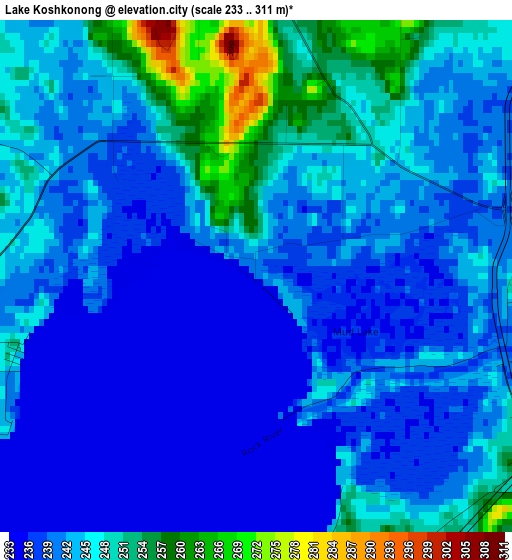 Lake Koshkonong elevation map