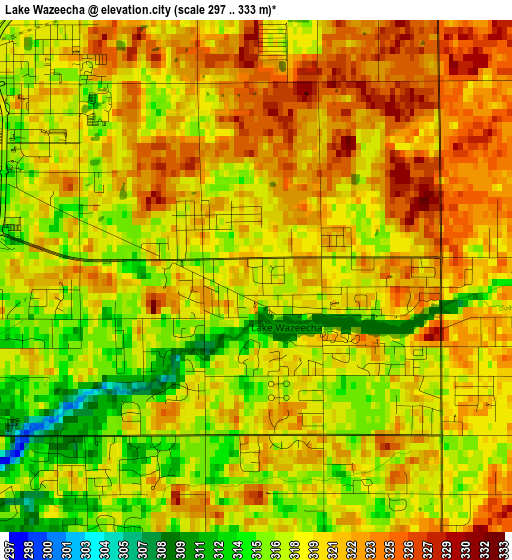 Lake Wazeecha elevation map