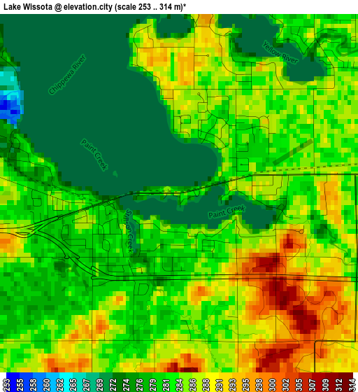 Lake Wissota elevation map